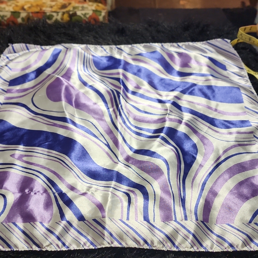 Purple and Blue Abstract Silk Scarf. SEE PHOTOS !! SNAG !!